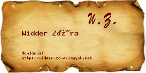 Widder Zóra névjegykártya